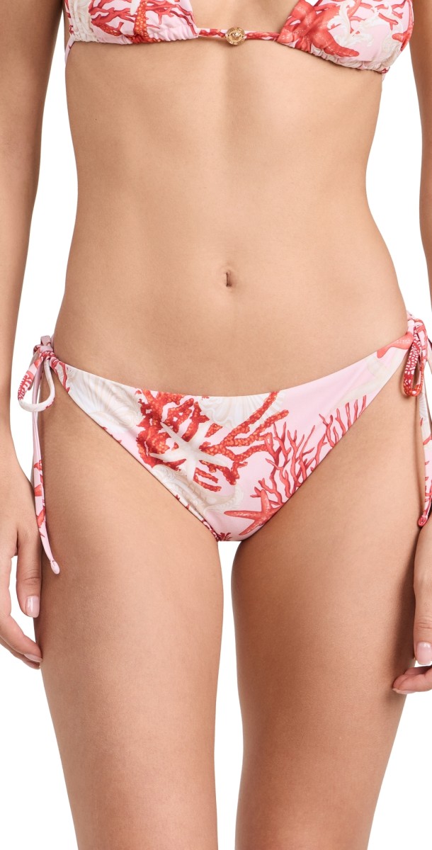 Versace Vita Recycled Corals Print Bikini Bottoms 5PB50 Dusty Rose/Coral/Bone