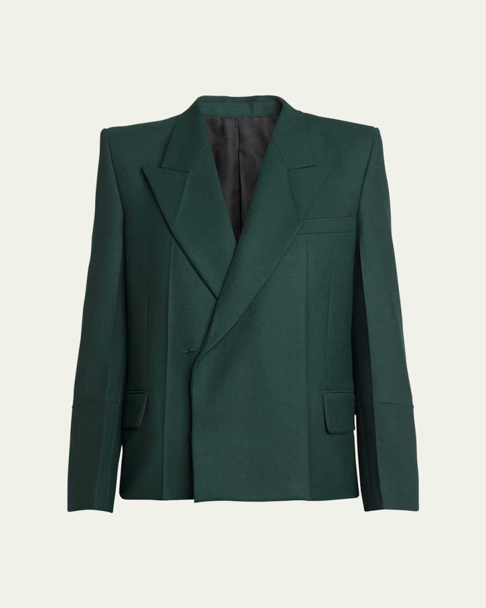 Pointed Shoulder Double-Breasted Jacket