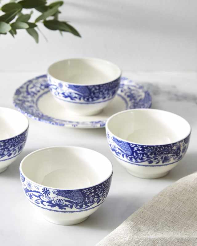Blue Italian Brocato Dip Bowls, Set of 4