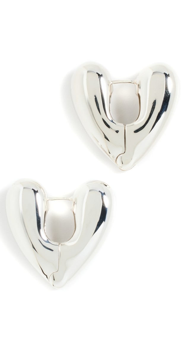 Annika Inez Large Heart Hoops Silver