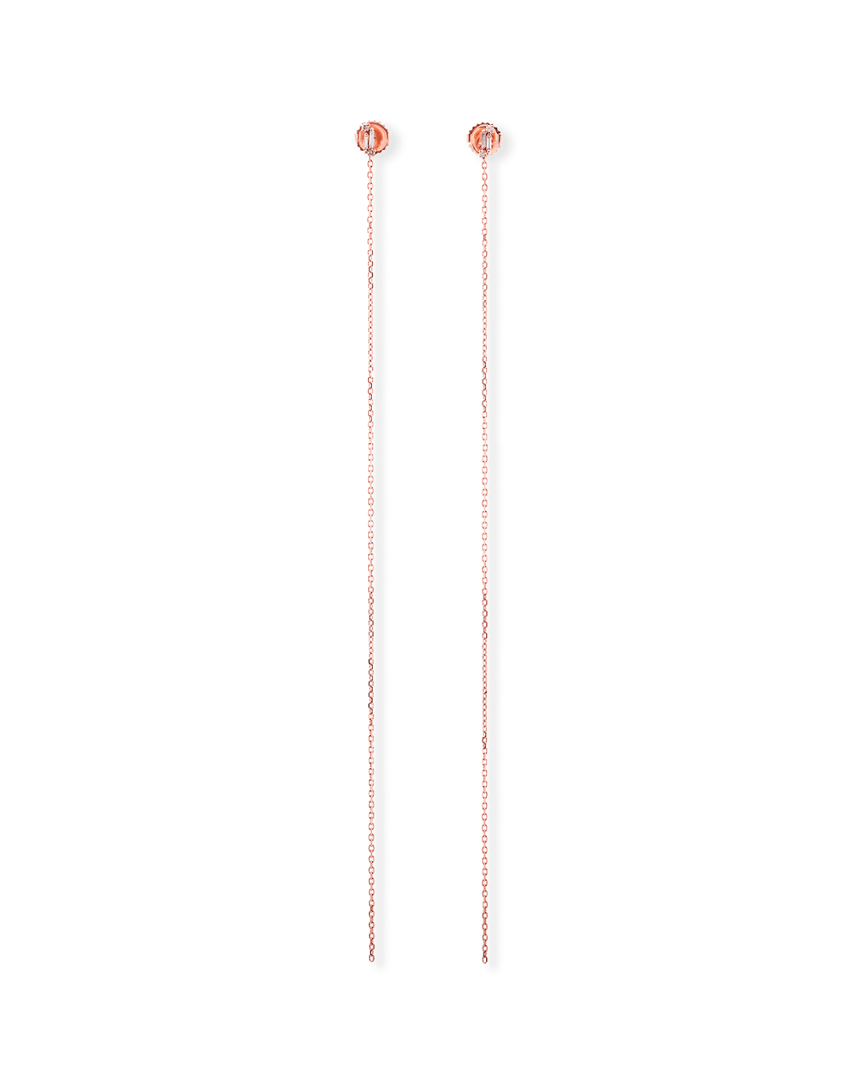 18k Rose Gold Diamond Baguette Chain Earrings