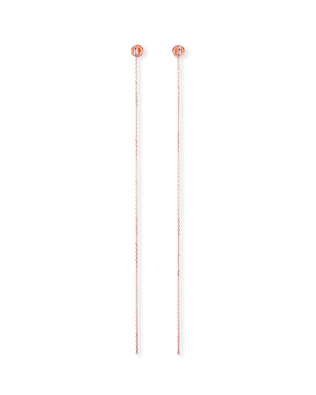 18k Rose Gold Diamond Baguette Chain Earrings