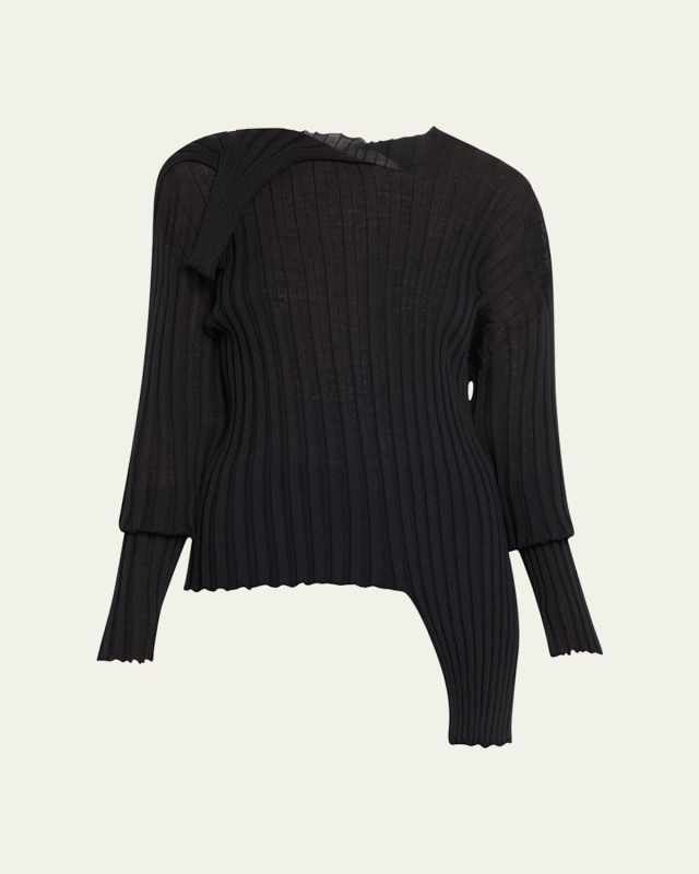 Sparkling Merino Wool Rib Asymmetric Top