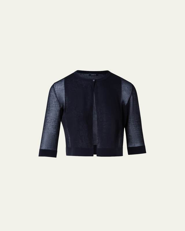 Elbow-Sleeve Knit Cardigan