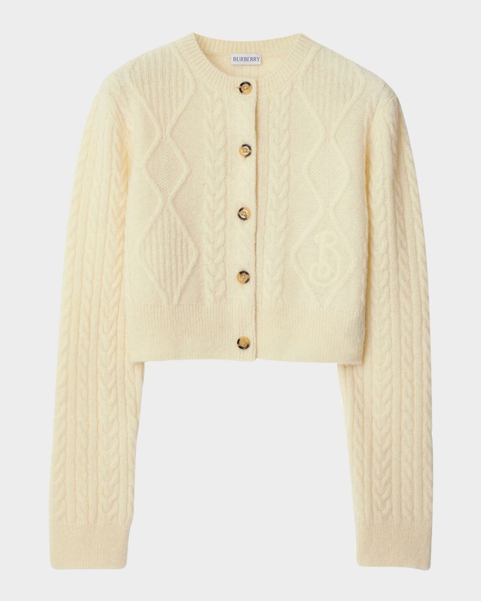 Cable Alpaca Cropped Cardigan Sweat