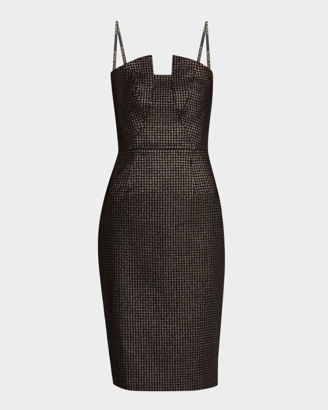 Lena Strapless Metallic Midi Sheath Dress