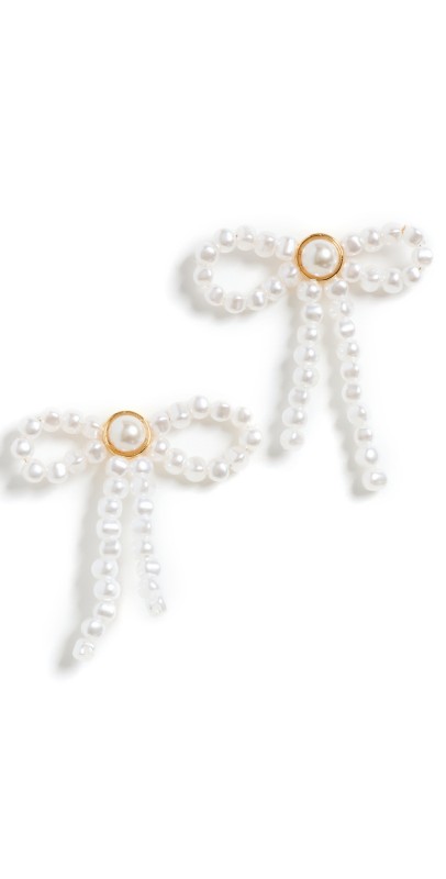 Lele Sadoughi Pearl Bow Stud Earrings Pearl