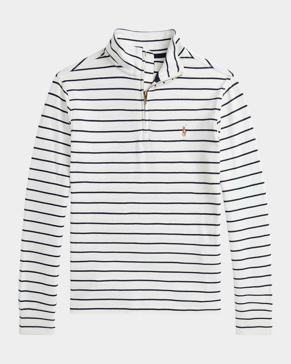 Boy's Striped Quarter Zip Pullover, Size 2-7