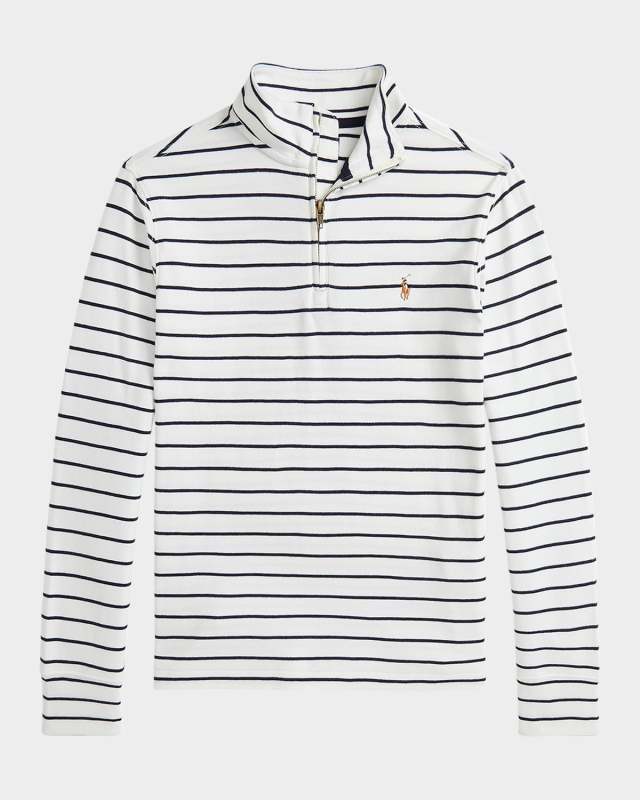 Boy's Striped Quarter Zip Pullover, Size 2-7