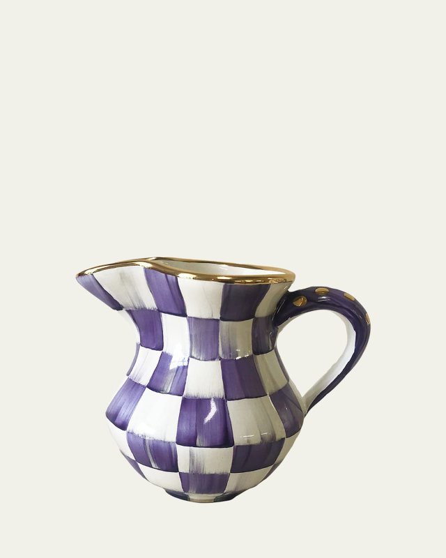 Plum Check Ceramic Creamer