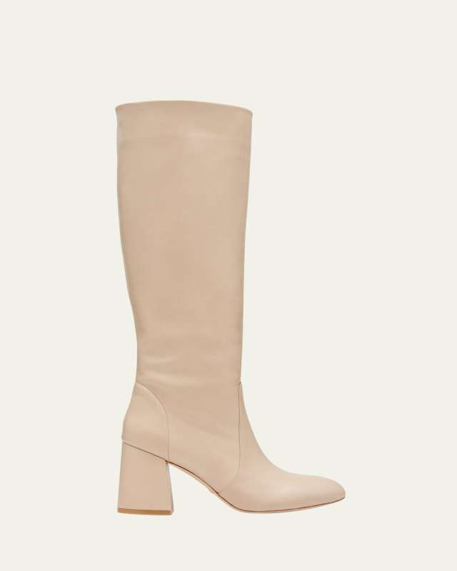 Flareblock Leather Knee Boots