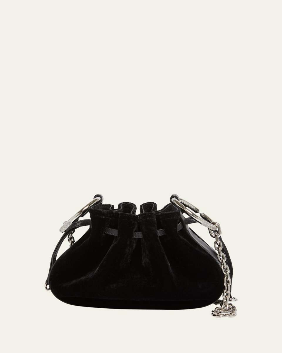 Pumpkin Mini Bucket Bag in Strass Velvet