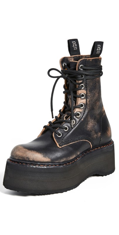 R13 Double Stacked Lace Up Boots Remove