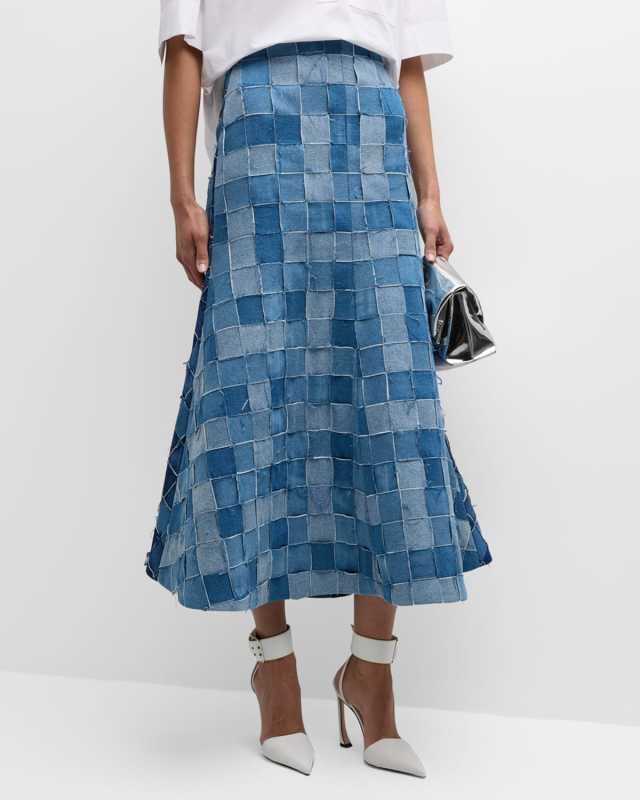 Upcycled Denim Flare Skirt