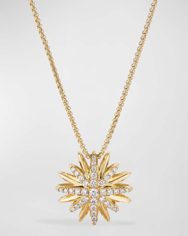 Starburst Pendant Necklace in 18K Yellow Gold with Diamonds