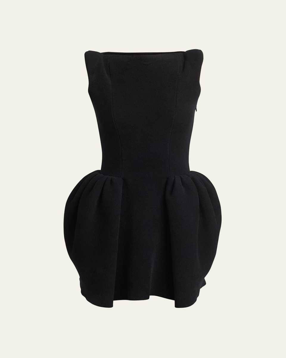Strong-Shoulder Fit-&-Flare Chenille Knit Mini Dress