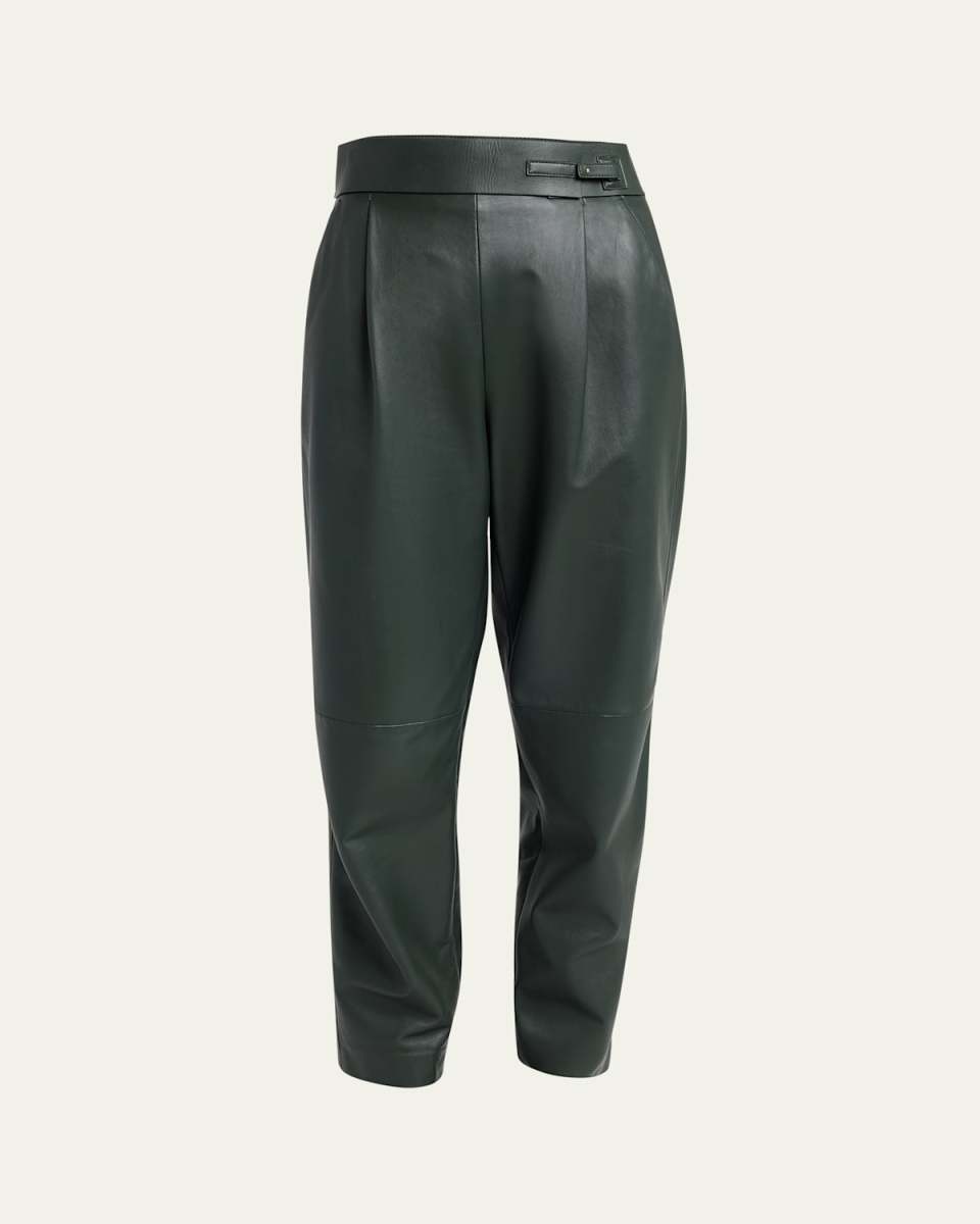 Pleated Leather Pants