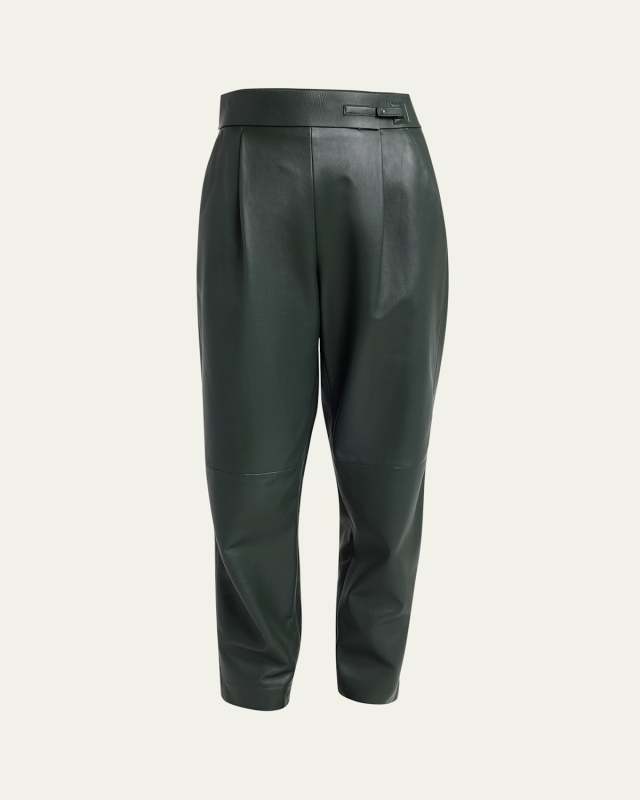 Pleated Leather Pants