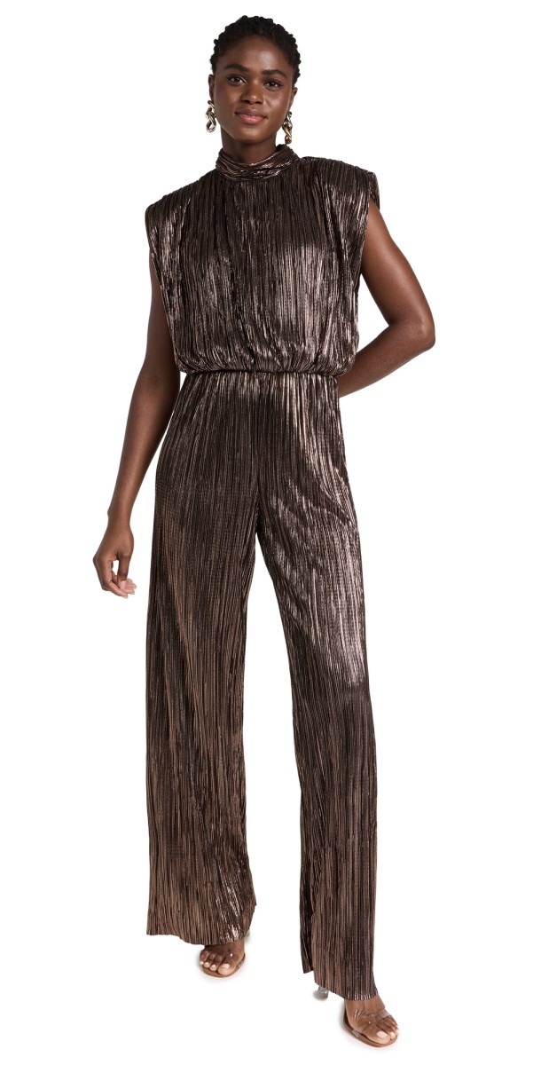 Sabina Musayev Jones Jumpsuit Black W Bronze Foil