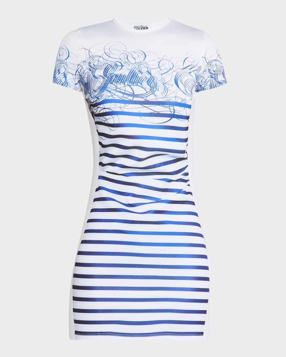 Calligraphie Mariniere Trompe L'oeil Mini Dress