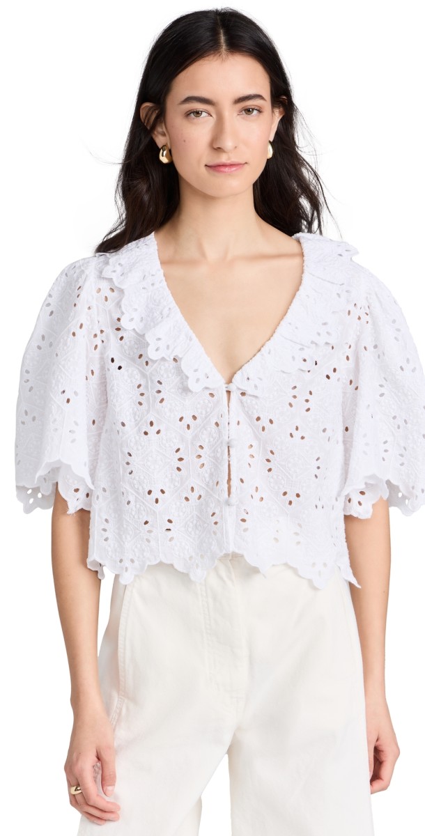 RHODE Dora Top White Chelsea Eyelet