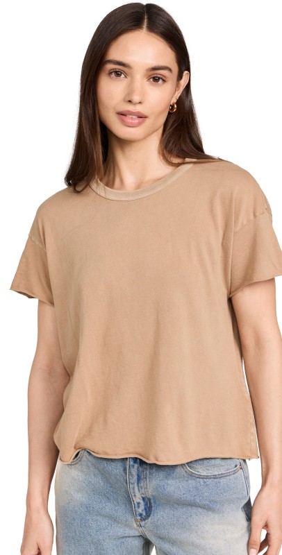 THE GREAT. The Crop Tee Khaki