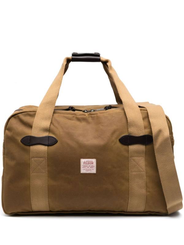 logo-patch cotton duffle bag