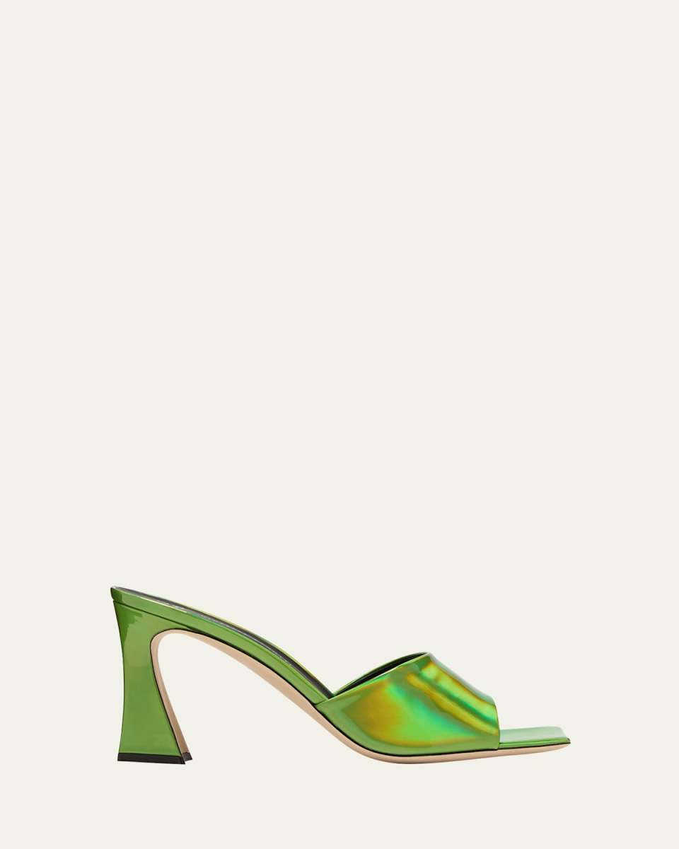 Iridescent Block-Heel Mule Sandals