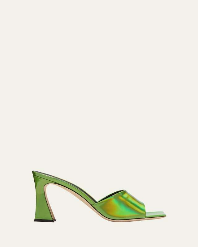 Iridescent Block-Heel Mule Sandals