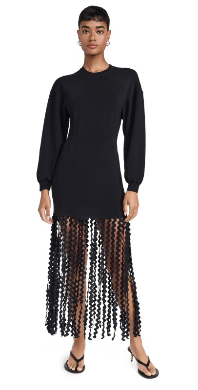 SIMONMILLER Wallis Knit Fringe Dress Black
