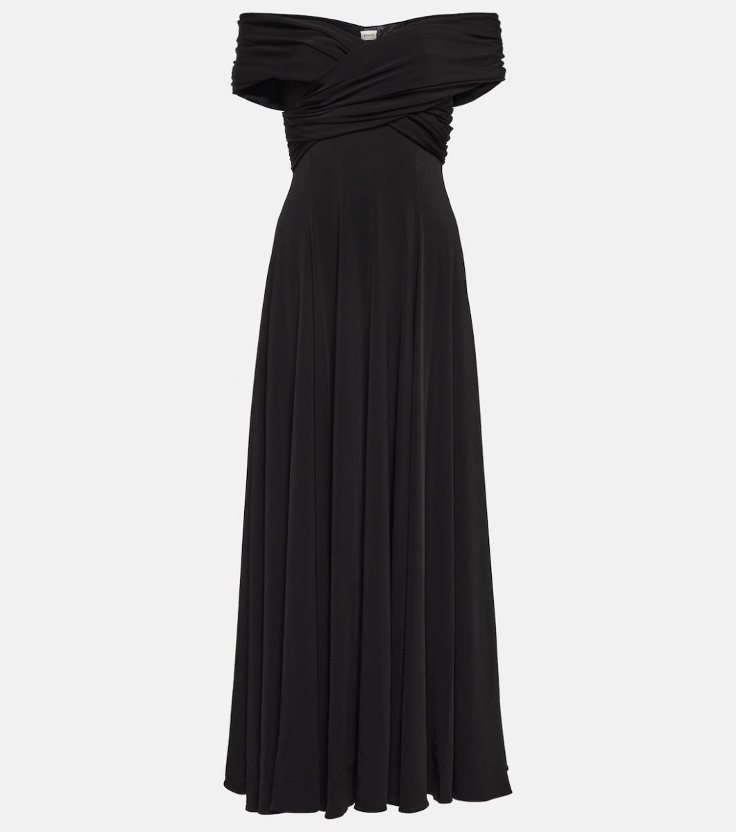 Khaite Bruna off-shoulder crêpe maxi dress