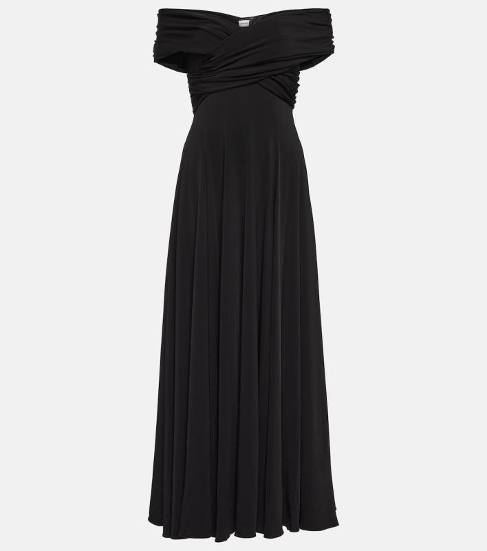Khaite Bruna off-shoulder crêpe maxi dress
