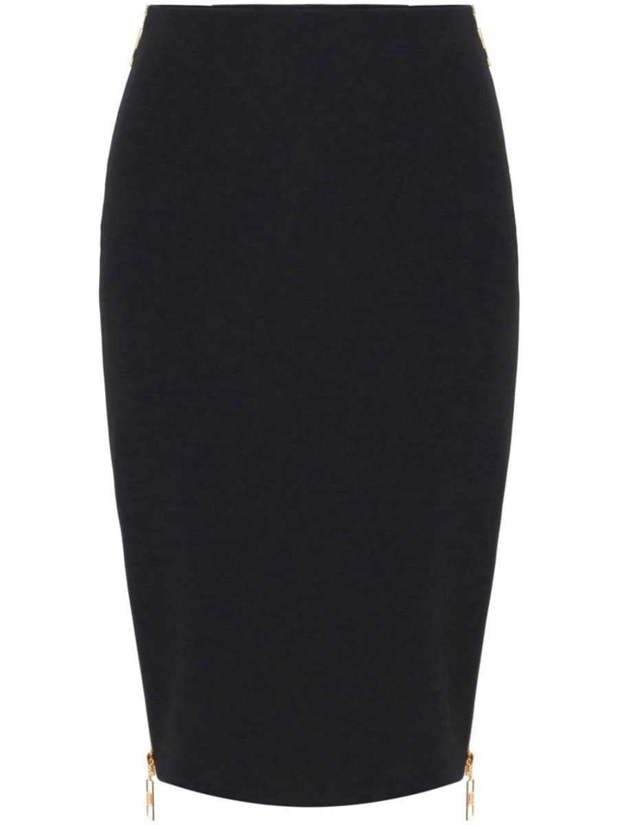 zip-detail crepe skirt