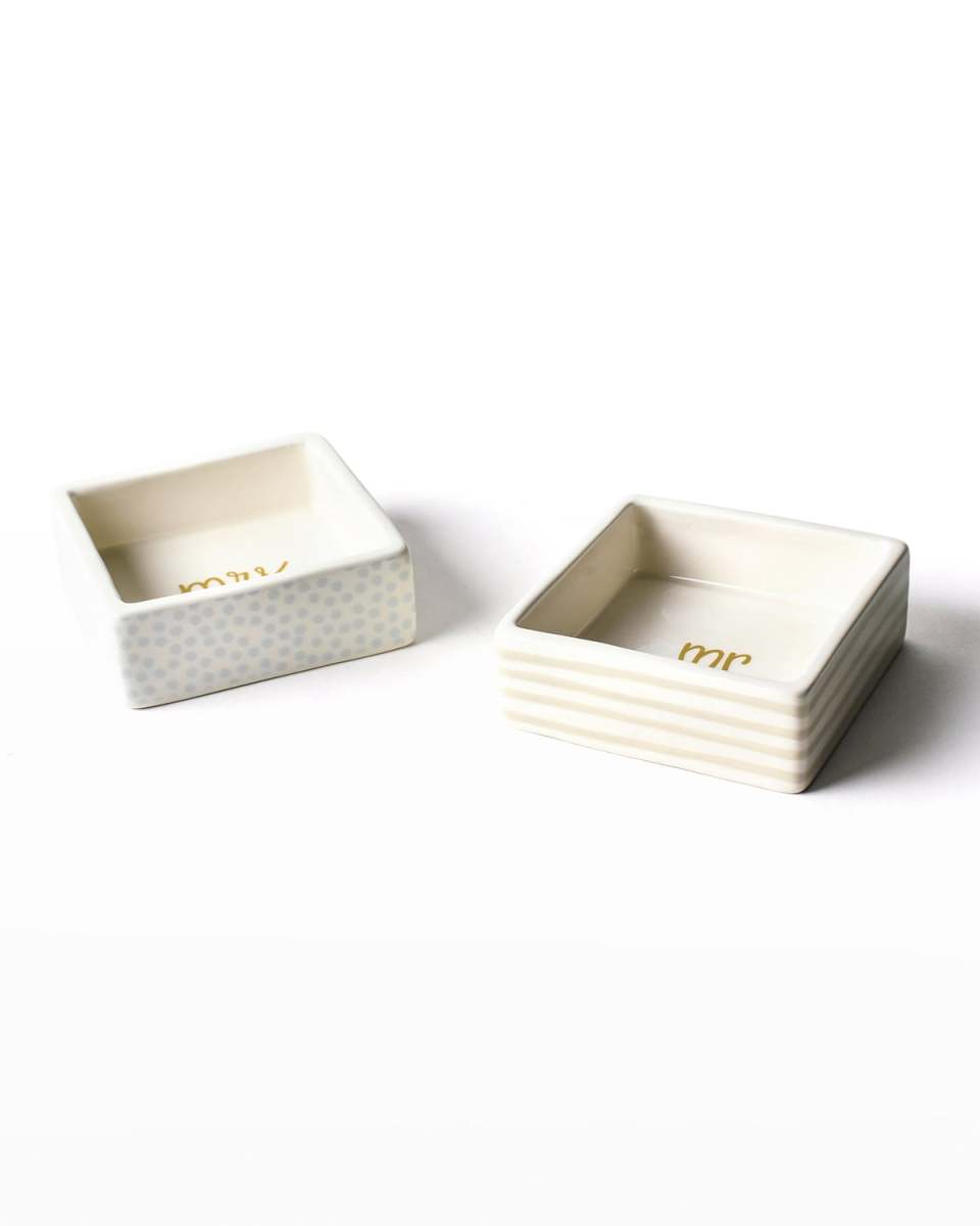 Mr. & Mrs. Square Trinket Bowls, Set of 2