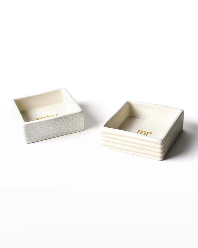 Mr. & Mrs. Square Trinket Bowls, Set of 2