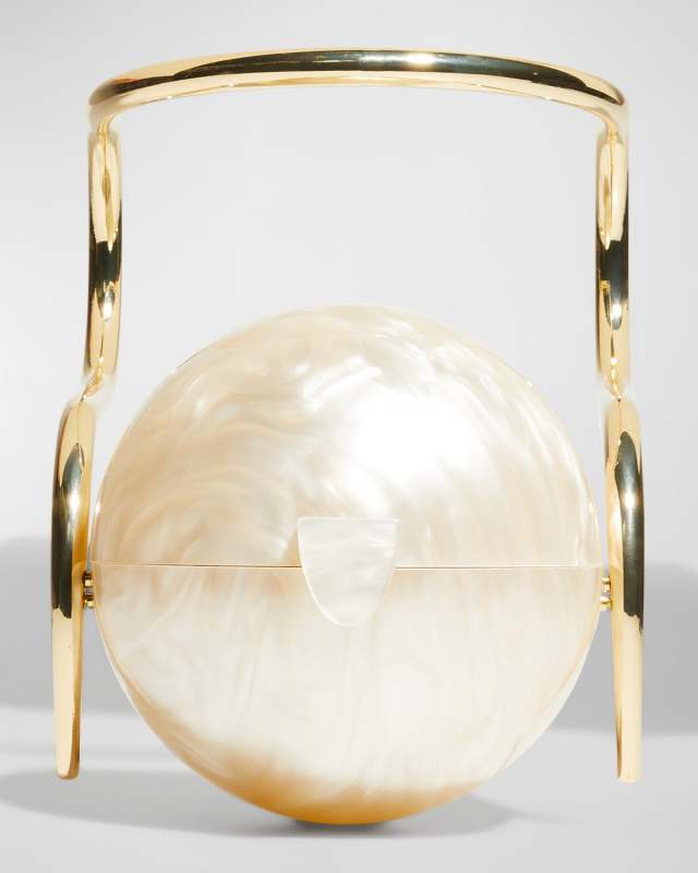 Pearl Acrylic Metal Top-Handle Bag