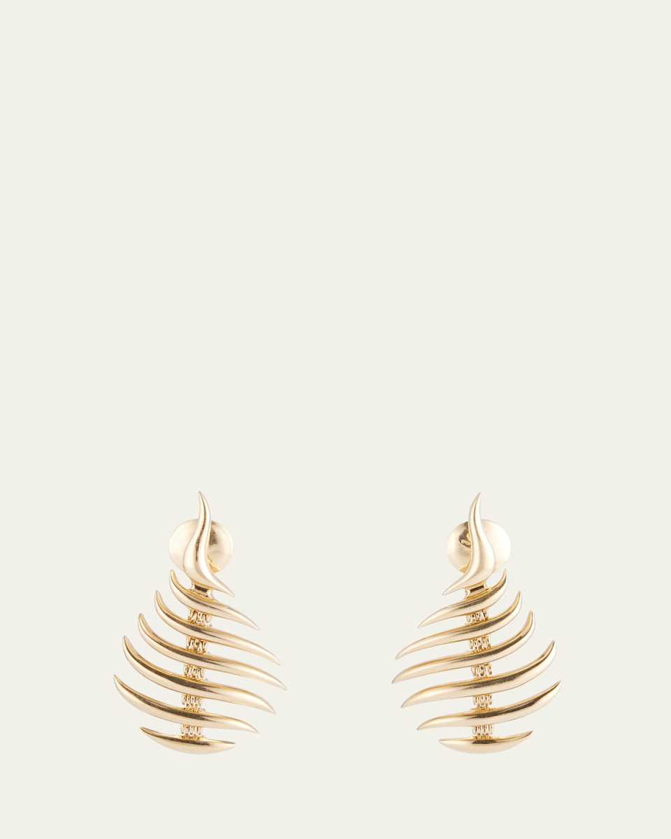 18K Yellow Gold Mini Flame Stud Earrings