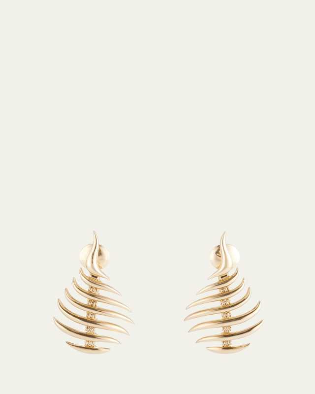 18K Yellow Gold Mini Flame Stud Earrings