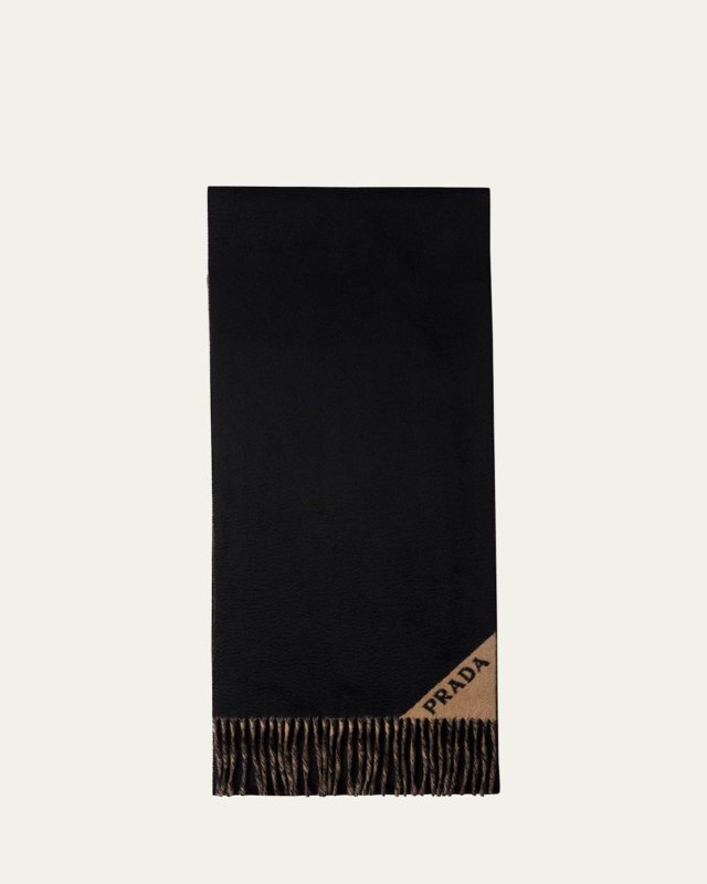 Logo Cashmere Fringe Scarf