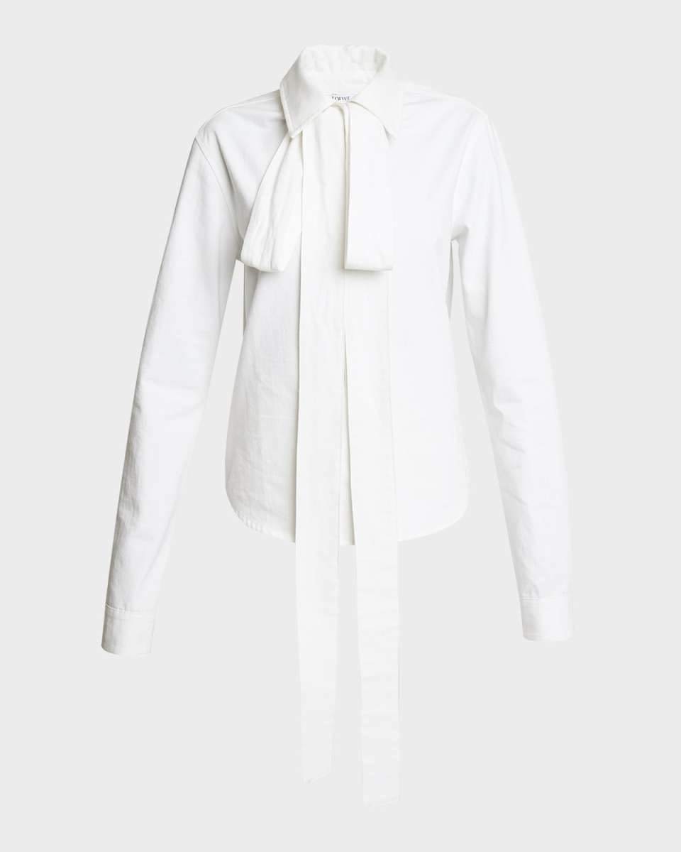 Bow Long-Sleeve Button-Down Shirt