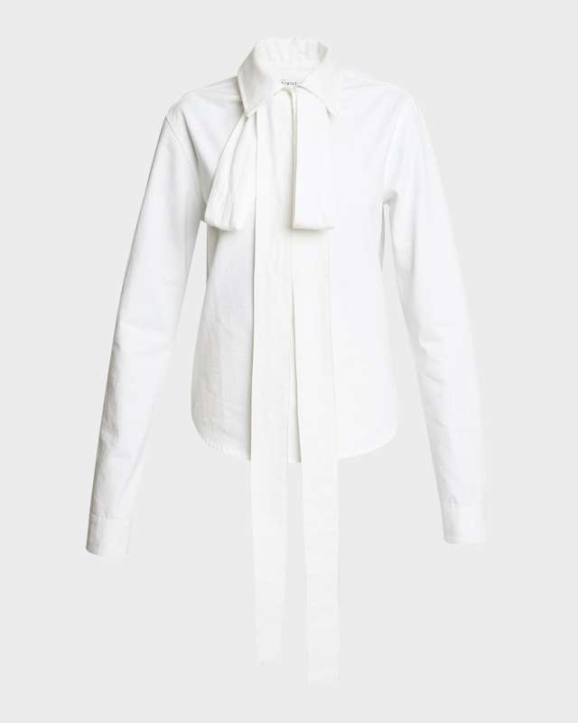 Bow Long-Sleeve Button-Down Shirt
