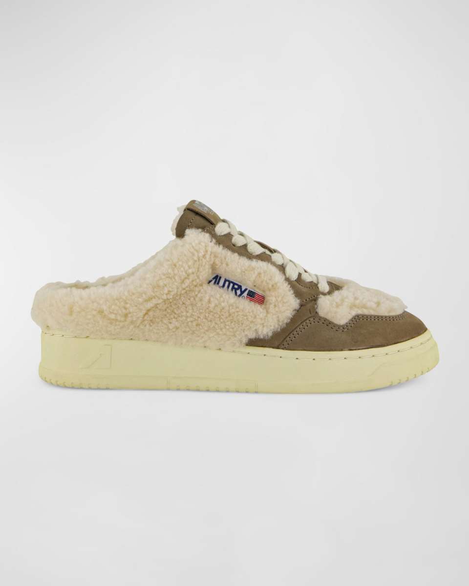 Medalist Suede Shearling Sneaker Mules