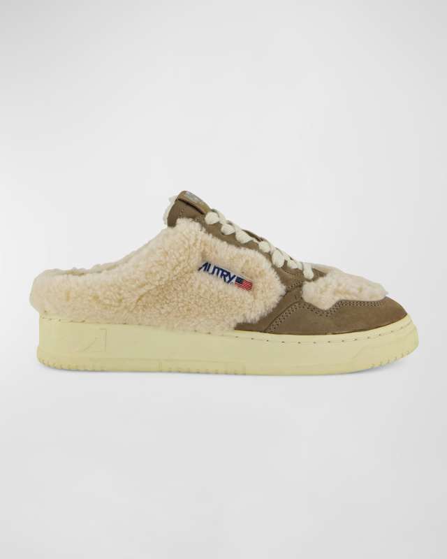 Medalist Suede Shearling Sneaker Mules