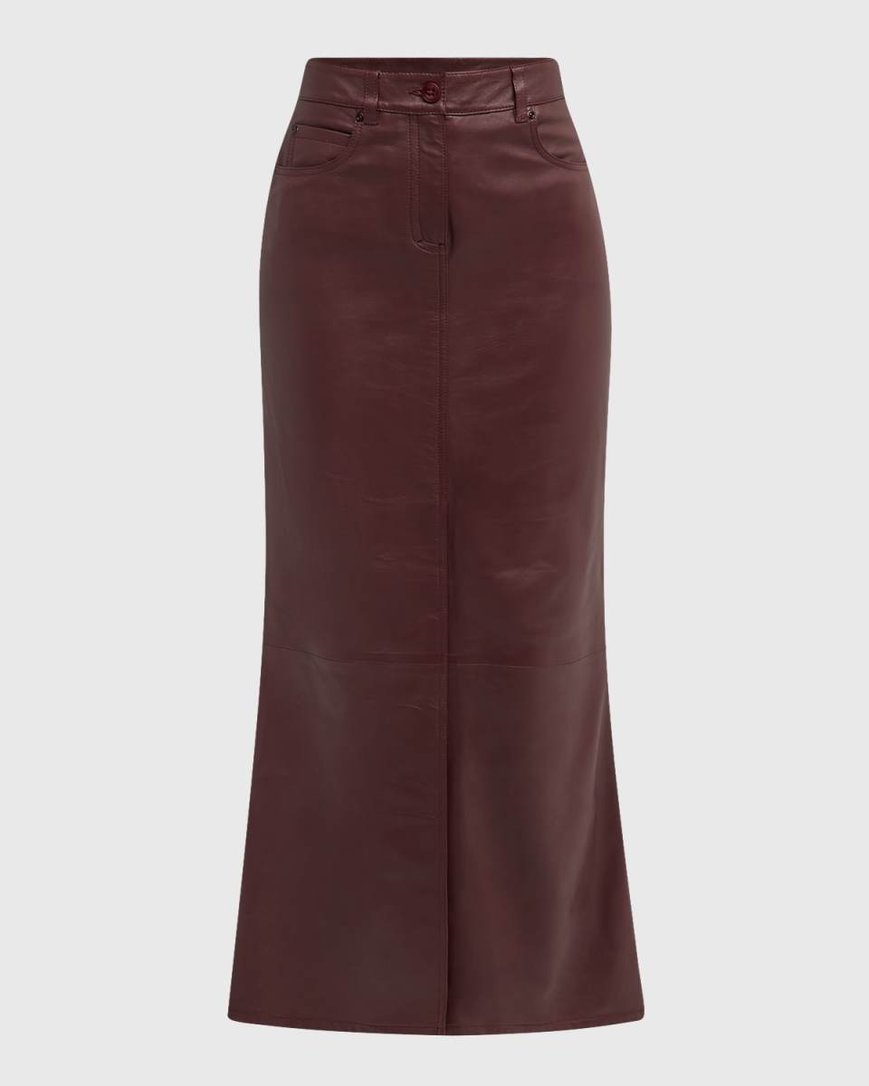 Sleek Statement Flared Leather Maxi Skirt