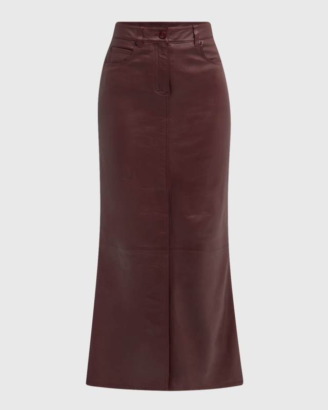 Sleek Statement Flared Leather Maxi Skirt