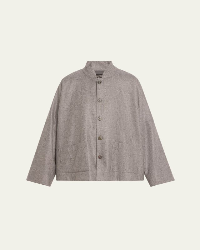 Cashmere-Blend Chinese Imperial Jacket with Chinese Collar (Mid Plus Length)