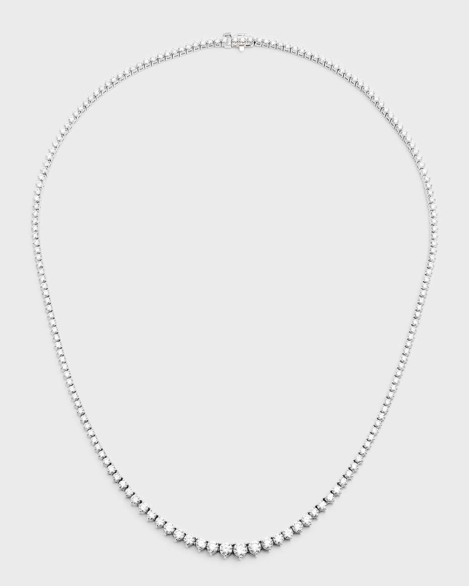 18K White Gold Graduated Diamond Tennis Necklace, 17"L, 6.82tcw