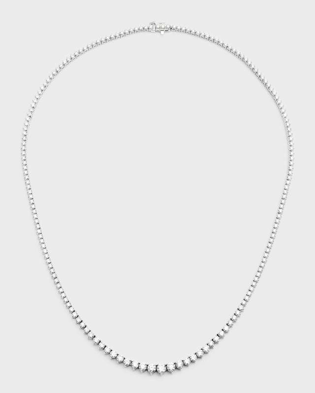 18K White Gold Graduated Diamond Tennis Necklace, 17"L, 6.82tcw