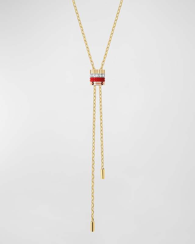 Quatre 18K Yellow Gold Ceramic and Diamond Small Tie Necklace