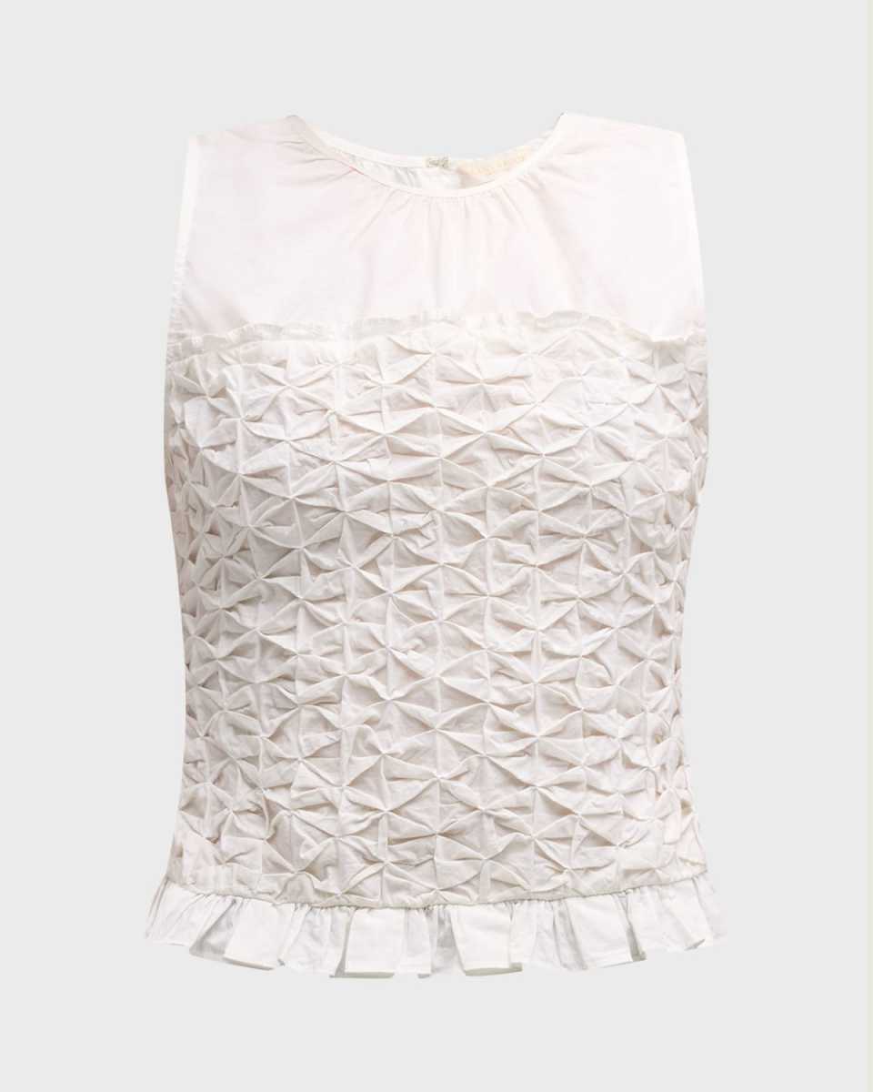 Paisley Textured Ruffle-Hem Blouse